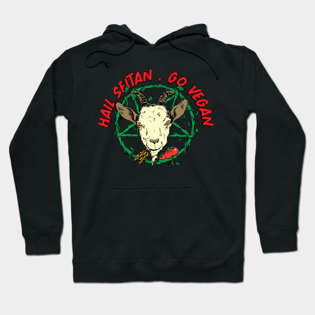 Hail Seitan Go Vegan Save Animals for Vegeterians and Veganism Lifestyle Hoodie by A Comic Wizard